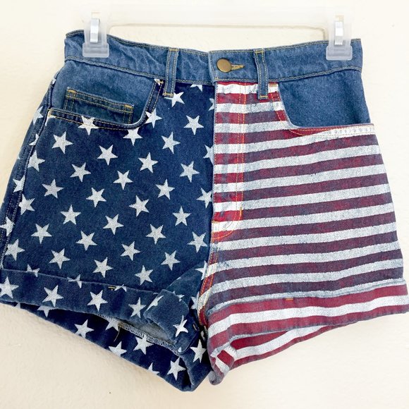 American Apparel Pants - Amercian Apparel l Red/White/Blue Jean Shorts